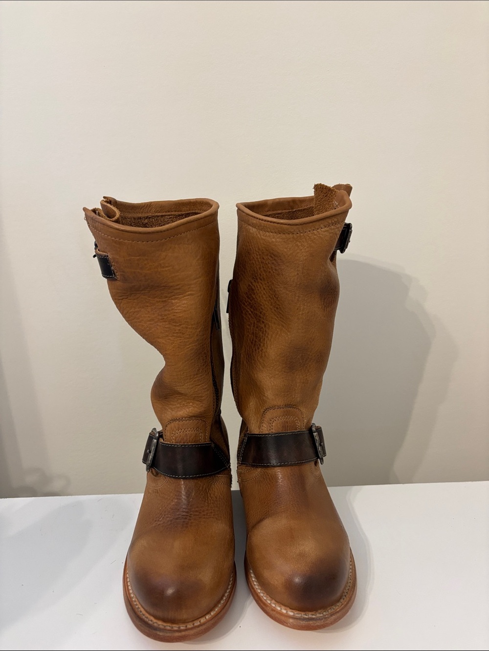 Freebird RIP Brown Leather Mid-Calf Boots with Dark Brown Straps